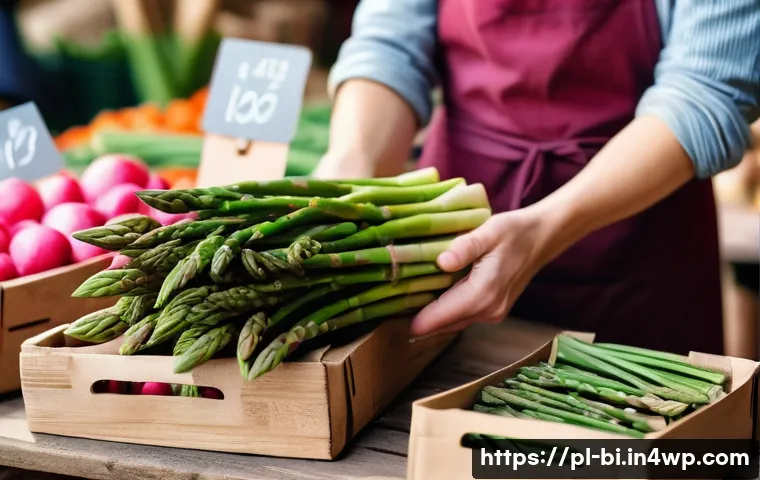 슬로우 푸드 관련 영상 콘텐츠 만들기 - A vibrant outdoor scene of a local Polish farmer’s market in spring, featuring fresh asparagus, radi...
